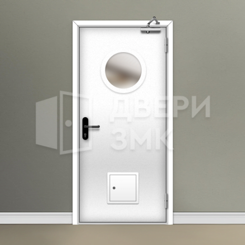 Однопольная остекленная противопожарная дверь EI-30 со стыковочным узлом ДП-18474