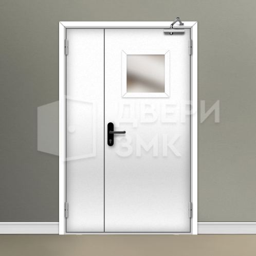 Полуторная остекленная противопожарная дверь EI-45 противодымная ДП-18731