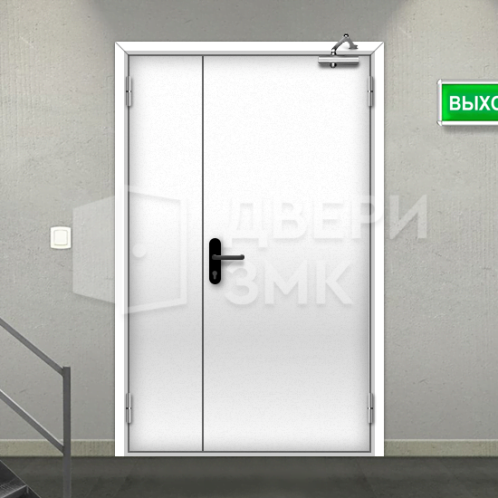 Полуторная глухая противопожарная дверь EI-45 с выпадающим порогом ДП-18613