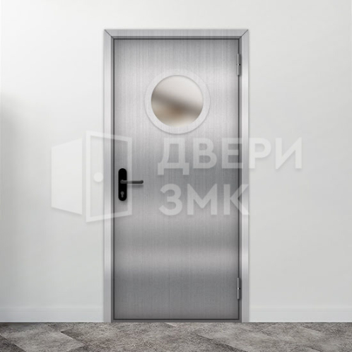 Однопольная остекленная противопожарная дверь 2 типа из нержавейки ДП-18540