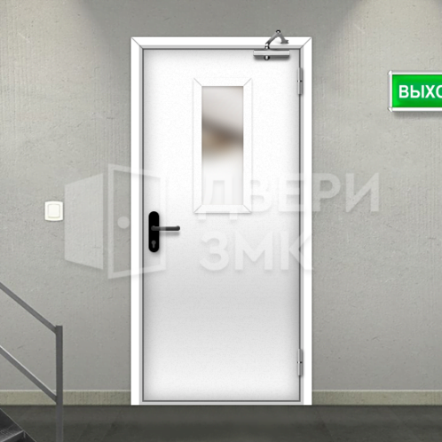 Противопожарная дверь 3-го типа эвакуационная однопольная остекленная ДП-17910