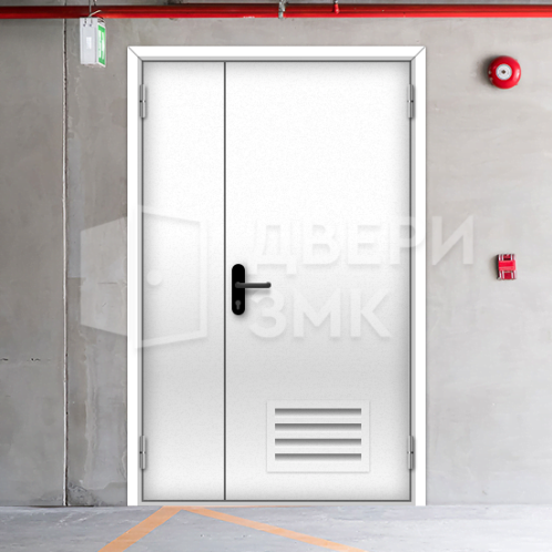 Полуторная глухая противопожарная дверь EIS с вент решеткой ДП-18633
