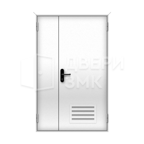 Полуторная глухая противопожарная дверь EIS с вент решеткой ДП-18633