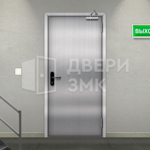 Однопольная глухая противопожарная дверь EI-15 из нержавеющей стали ДП-18330
