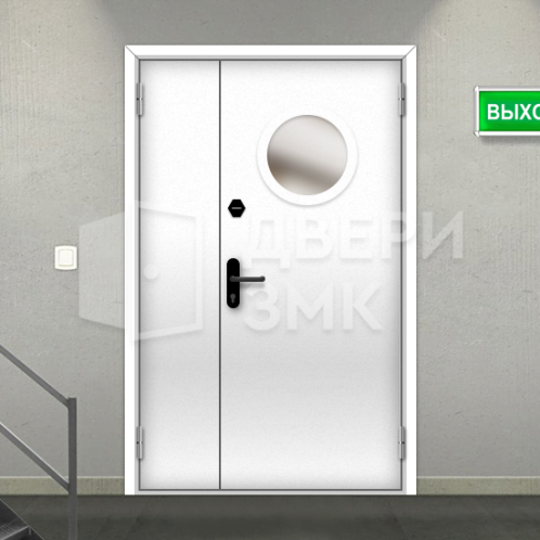 Полуторная остекленная противопожарная дверь EI-30 взломостойкая ДП-18712