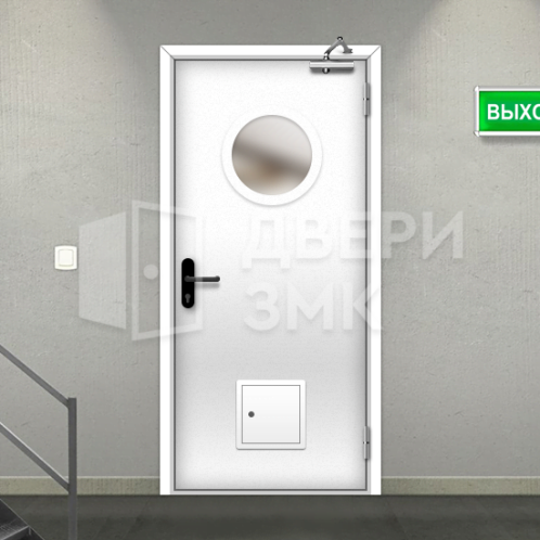 Однопольная остекленная противопожарная дверь EI-30 со стыковочным узлом ДП-18474