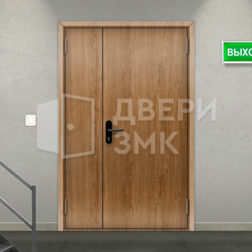 Полуторная глухая противопожарная дверь 1 типа с отделкой мдф ДП-18647