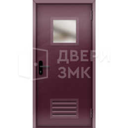 Однопольная остекленная противопожарная дверь 2 типа с решеткой ДП-18543