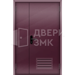 Полуторная глухая противопожарная дверь EI-15 с вент решеткой ДП-18573