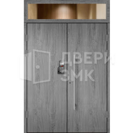 Дверь МДФ подъездная с фрамугой ДВП-15386