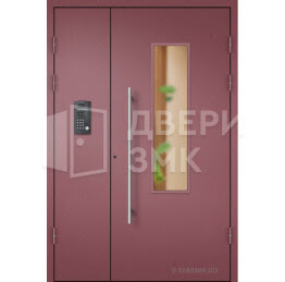 Подъездная дверь со стеклом и домофоном ДВП-15247