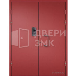 Двустворчатая подъездная дверь с домофоном ДВП-15349