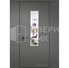Дверь в тамбур со стеклом с перегородкой МДФ — ламинат ТД-16363
