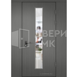 Дверь тамбурная алюминиевая с перегородкой МДФ — МДФ ТД-16364